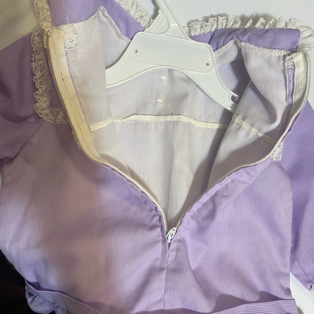 Vintage Blouse Shirt Baby 3T Lavender Purple Long Sleeve Collar Lace